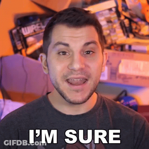 A Man With A Beard Says I 'M Sure In Front Of Electronics GIF