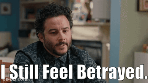 Man With Beard Saying I Still Feel Betrayed GIF