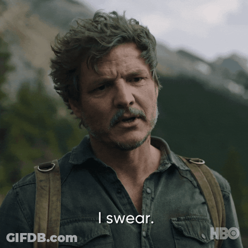 A Man With A Beard Says I Swear In Front Of A Mountain GIF