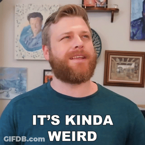 A Man With A Beard Says It 'S Kinda Weird In Front Of Paintings GIF