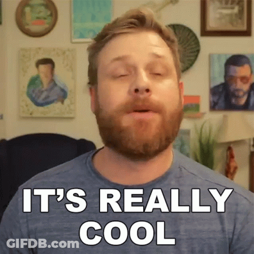 A Man With A Beard Says It 'S Really Cool In Front Of Paintings GIF