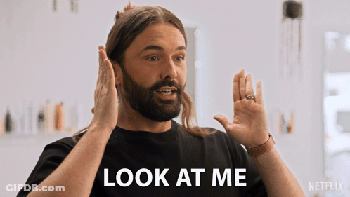 A Man With A Beard Says Look At Me GIF
