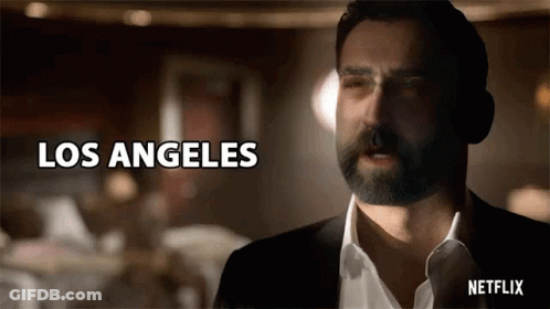 A Man With A Beard Says Los Angeles On A Netflix Ad GIF