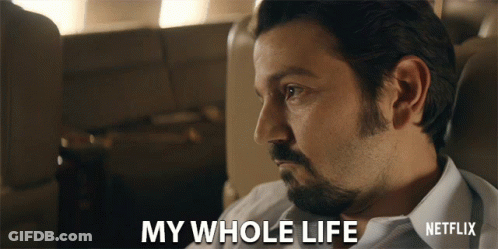A Man With A Beard Says " My Whole Life " In Front Of A Netflix Logo GIF