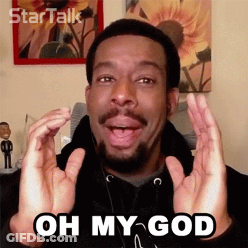 A Man With A Beard Says Oh My God With His Hands In The Air GIF