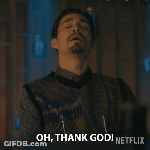 A Man With A Beard Says Oh Thank God GIF