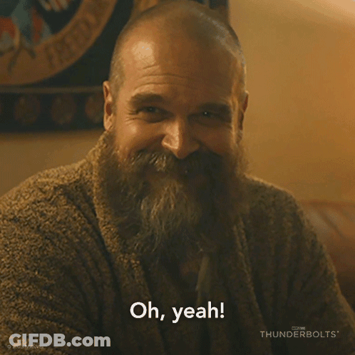 Bearded Man Saying Oh Yeah In Thunderbolts Ad GIF