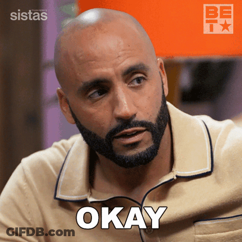 A Man With A Beard Says Okay In Front Of A Sistas Logo GIF