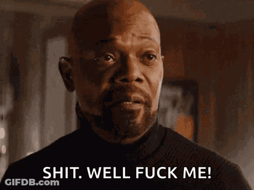 A Man With A Beard Says Shit Well Fuck Me In A Dark Room GIF