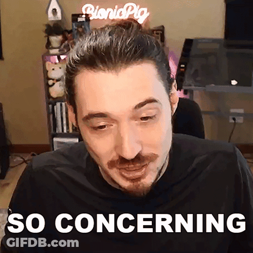 A Man With A Beard Says So Concerning In Front Of A Sign That Says Bionicpig GIF