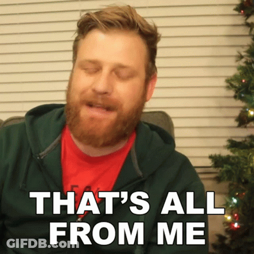 A Man With A Beard Says That 'S All From Me In Front Of A Christmas Tree GIF