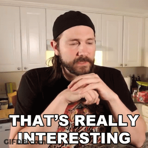 A Man With A Beard Says That 'S Really Interesting In A Kitchen GIF