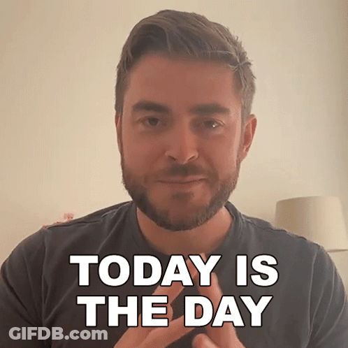 A Man With A Beard Says Today Is The Day With His Hands GIF
