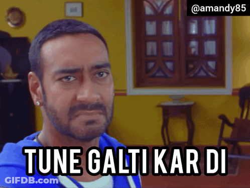 A Man With A Beard Says Tune Gali Kar Di In Front Of A Yellow Wall GIF
