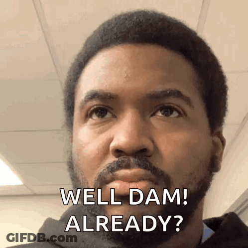 A Man With A Beard Says Well Dam Already In Front Of His Face GIF
