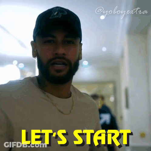 A Man With A Beard Wearing A Baseball Cap Says Let 'S Start GIF