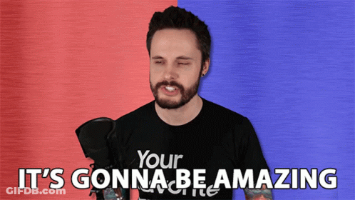 A Man With A Beard Wearing A Black Shirt That Says Your Favorite On It GIF