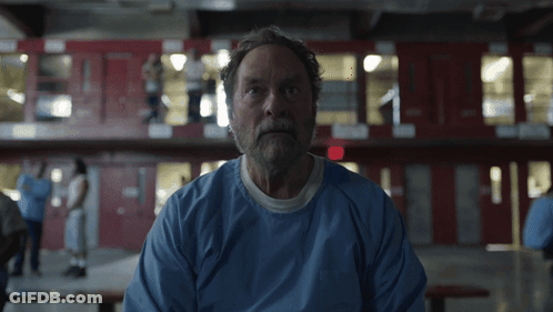 Bearded Man In Blue Shirt Looking At Camera GIF