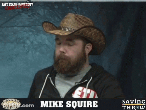 A Man With A Beard Wearing A Cowboy Hat Says Maybe It 'S Like Misogyni Mike Squire GIF