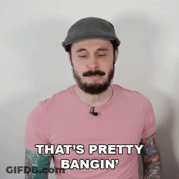 A Man With A Beard Wearing A Hat And A Pink Shirt Says " That 'S Pretty Bangin " GIF