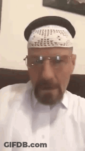 A Man With A Beard Wearing A Hat And Glasses . GIF