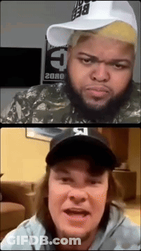 A Man With A Beard Wearing A Hat With The Letter S On It GIF