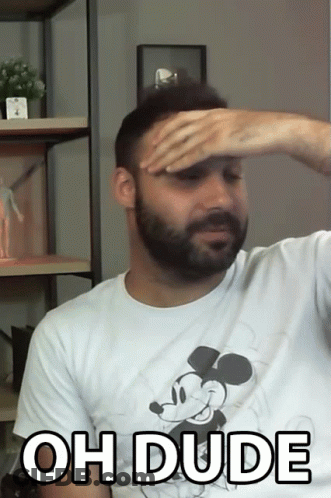 A Man With A Beard Wearing A Mickey Mouse T-Shirt Says Oh Dude GIF