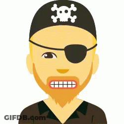 A Man With A Beard Wearing A Pirate Hat With A Skull And Crossbones On It GIF