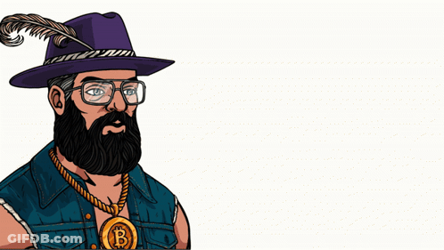 A Man With A Beard Wearing A Purple Hat And Glasses With The Words Do Good Get Paid Above Him GIF