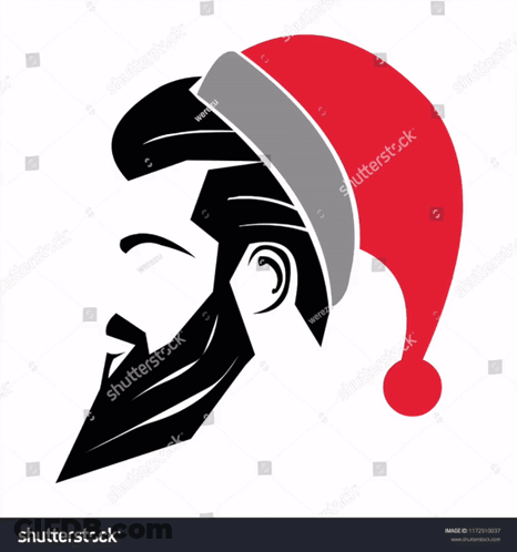 A Man With A Beard Wearing A Red Santa Hat GIF