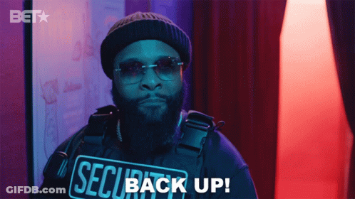 Bearded Man In Security Vest Saying Back Up GIF