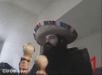 A Man With A Beard Wearing A Sombrero Holds Maracas GIF