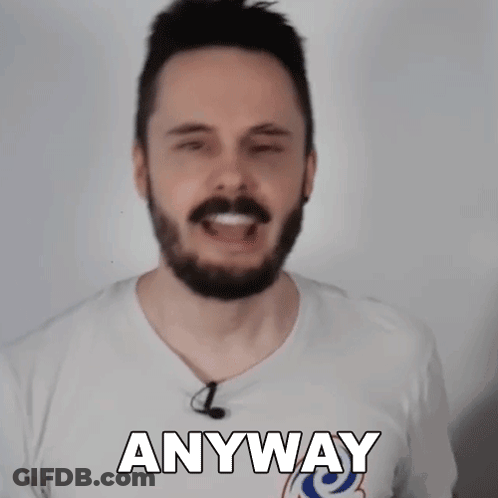 Man With Beard Wearing White Shirt Saying Anyway GIF