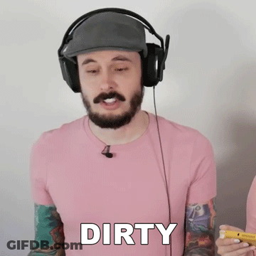 Bearded Man With Headphones And Hat Says Dirty GIF