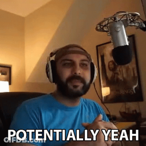 A Man With A Beard Wearing Headphones And A Microphone Says Potentially Yeah GIF