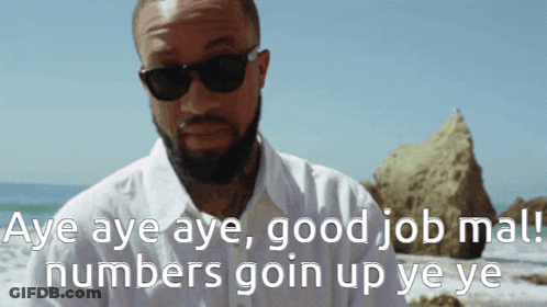 A Man With A Beard Wearing Sunglasses Says Aye Aye Aye Good Job Mall Numbers Goin Up Ye Ye GIF