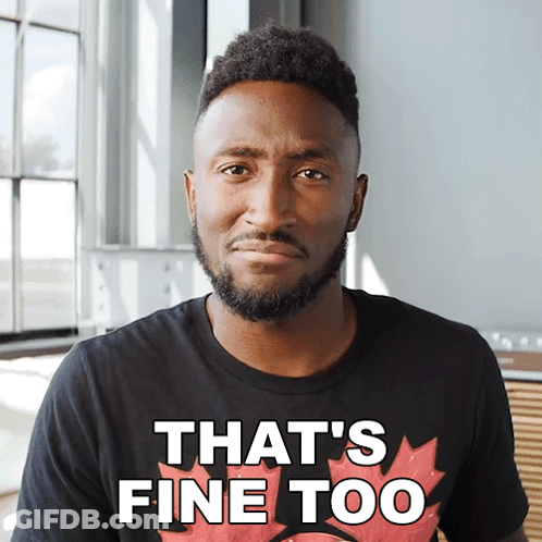 A Man With A Beard Wears A Black Shirt That Says That 'S Fine Too GIF