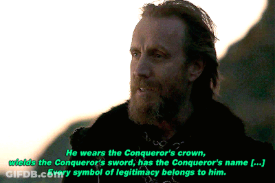 A Man With A Beard Wears The Conqueror 'S Crown And Has The Conqueror 'S Sword GIF