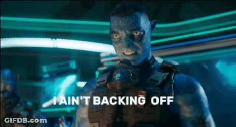 A Man With A Blue Face And The Words I Ain T Backing Off GIF