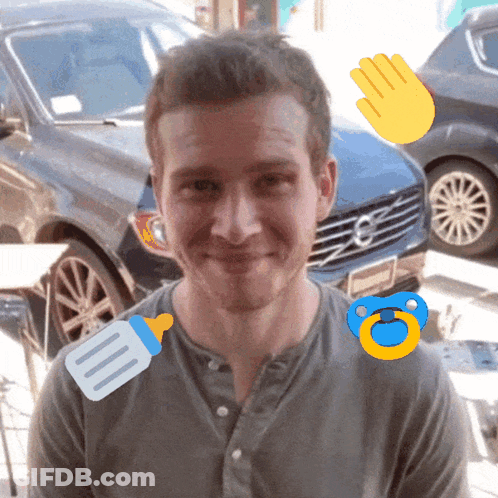 A Man With A Bottle And Pacifier On His Chest GIF