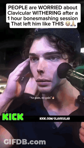A Man With A Brush On His Face And A Caption That Says " People Are Worried About Clavicular Withering " GIF