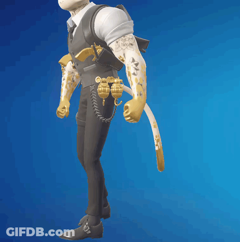 A Man With A Cat 'S Head Is Wearing A Suit And Gloves GIF