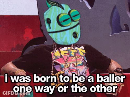 A Man With A Chameleon On His Head Says He Was Born To Be A Baller One Way Or The Other GIF