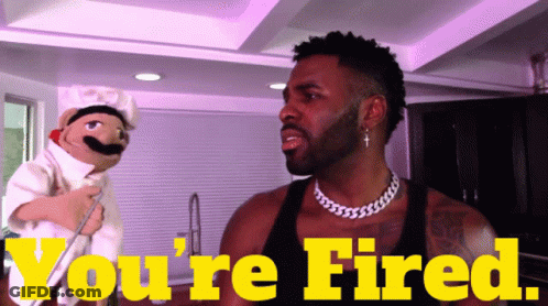 A Man With A Chef 'S Hat Is Holding A Knife And Says You 'Re Fired GIF
