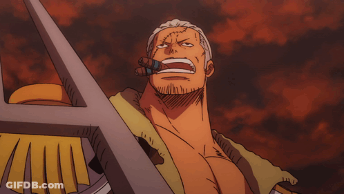 A Man With A Cigar In His Mouth Is Holding A Large Sword GIF