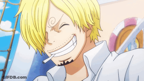 A Man With A Cigarette In His Mouth Is Smiling GIF