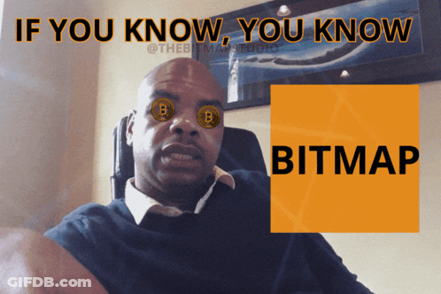 A Man With A Coin In His Eyes And The Words If You Know You Know Bitmap Behind Him GIF