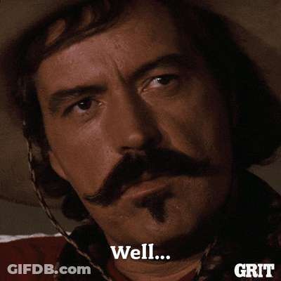 A Man With A Cowboy Hat And A Mustache Says " Bye " GIF