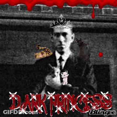 A Man With A Crown On His Head Is Surrounded By Cats And The Words Dark Princess GIF