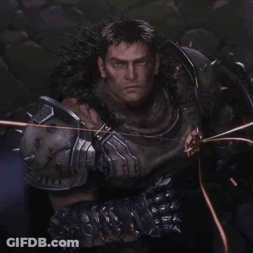 A Man With A Fur Collar Is Wearing A Green Armor With Spikes GIF